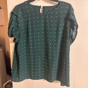 SHEIN Teal Polka Dot Blouse